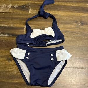 Janie and Jack Bikini Blue White Halter 6-12 Months Two Piece